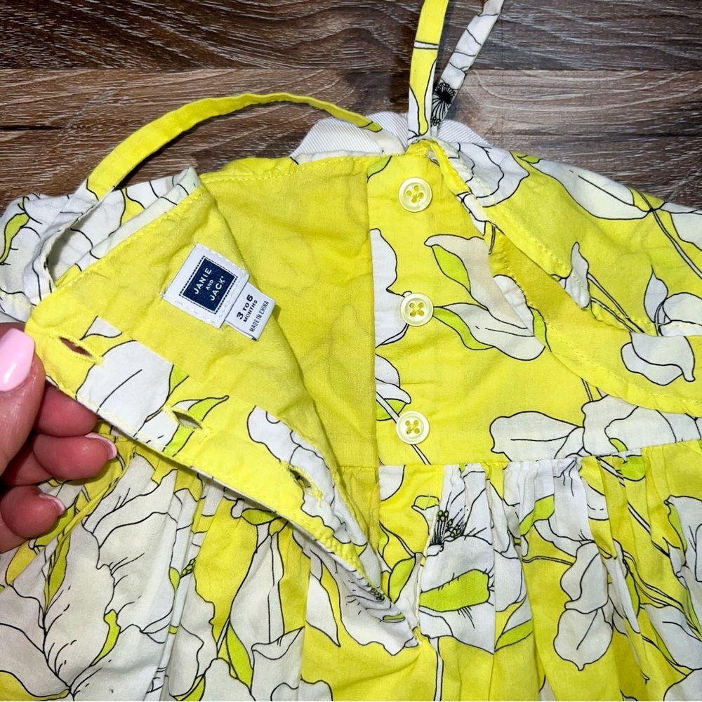 Janie and Jack Glow Lemonade Bloom Floral Ruffle Dress, Size 3-6M - Picture 7 of 13